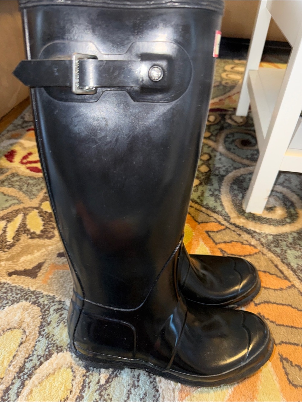 Hunter Tall Gloss Black Rain Boots - Classic Logo - Picture 10 of 12